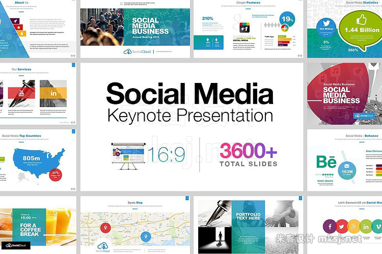 keynote模板 Social Media Keynote Presentation