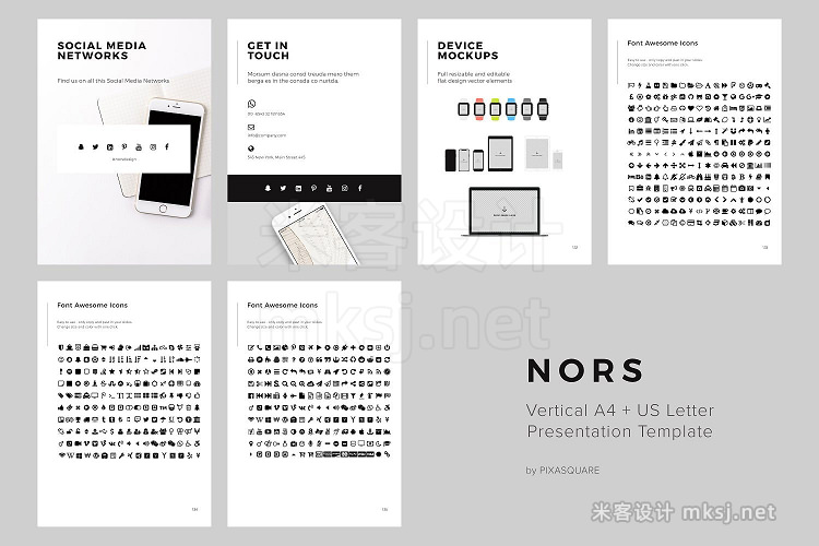 keynote模板 NORS A4 Vertical Keynote 20 Photos