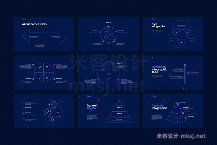 keynote模板素材 欧美英文企业商务蓝色图表