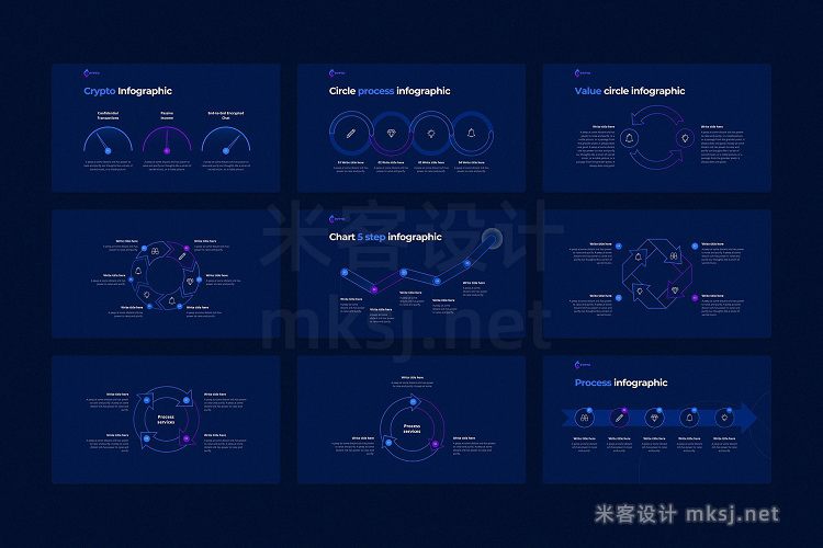 keynote模板素材 欧美英文企业商务蓝色图表