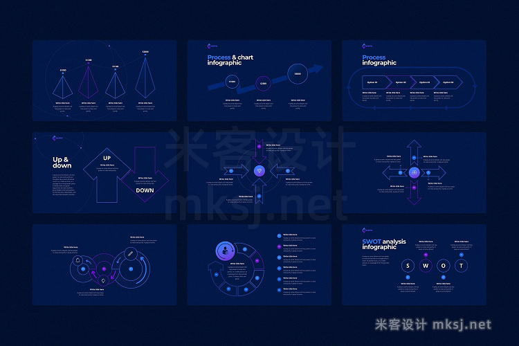 keynote模板素材 欧美英文企业商务蓝色图表