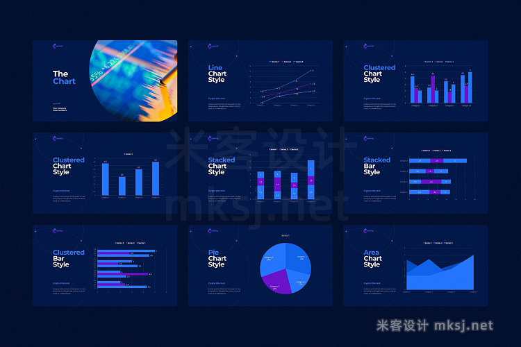 keynote模板素材 欧美英文企业商务蓝色图表