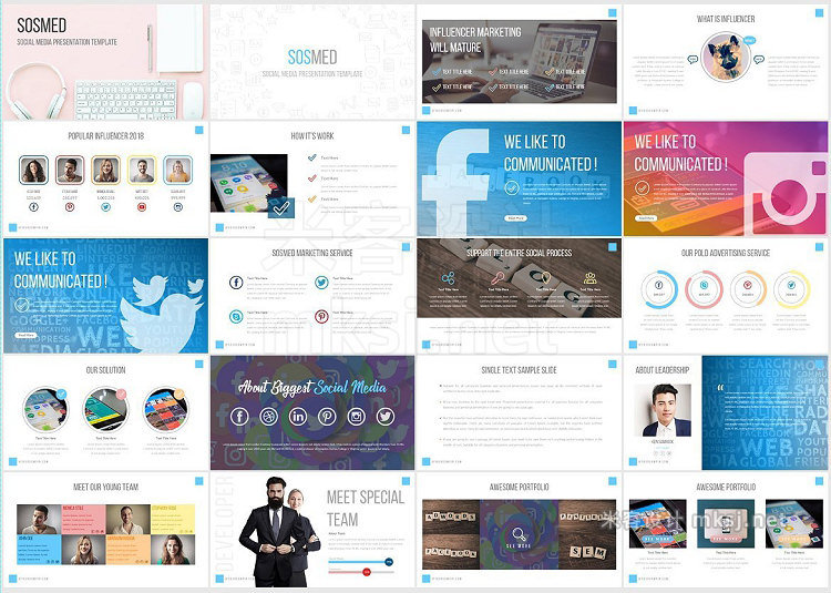 keynote模板 Sosmed Keynote Template