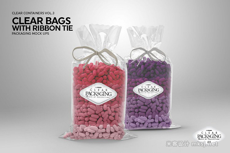 VI贴图 糖果零食简装透明塑料袋包装设计mockup样机PS模型