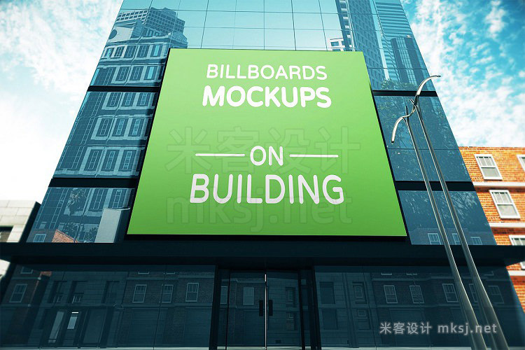 VI贴图 10款城市建筑高楼大厦广告牌展示mockup样机PS素材