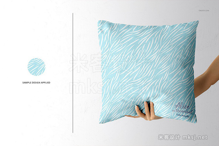 VI贴图 方形枕头靠枕抱枕枕套面料设计展示PS模型mockup样机