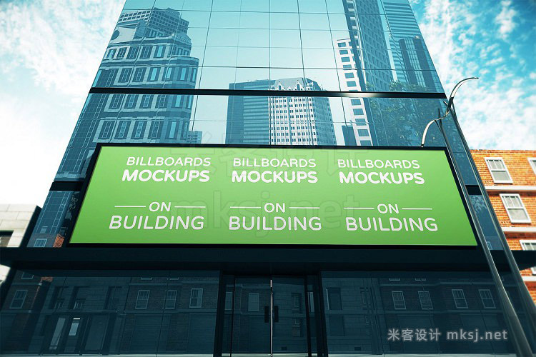 VI贴图 城市高楼建站户外广告牌PS设计模型mockup样机