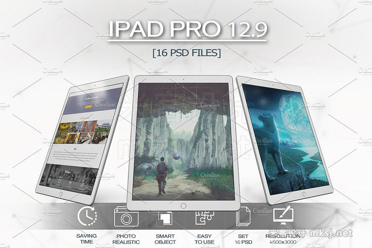 VI贴图 平板电脑 iPad Pro 12.9 屏幕WEB展示PS模型mockup样机