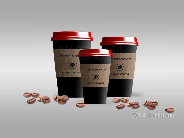 VI贴图 咖啡纸杯塑料包装袋品牌设计PS模型mockup样机
