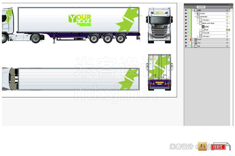 VI贴图 重型卡车模型 Photoshop/Illustrator/Sketch格式 样机素材