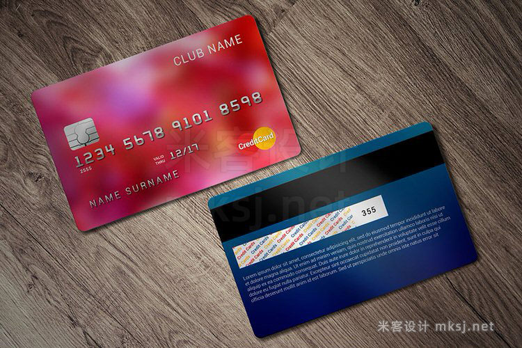 VI贴图 信用卡银行卡正反面平面设计PS模型mockup样机