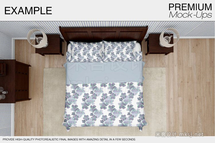 VI贴图 床上用品枕套被套现代风格效果图PS模型mockup样机