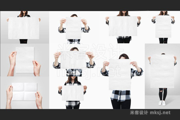VI贴图 10款女性手持宣传海报PS模型mockup样机