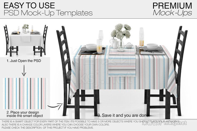 VI贴图 西餐餐桌碗碟刀叉桌布场景PS模型mockup样机