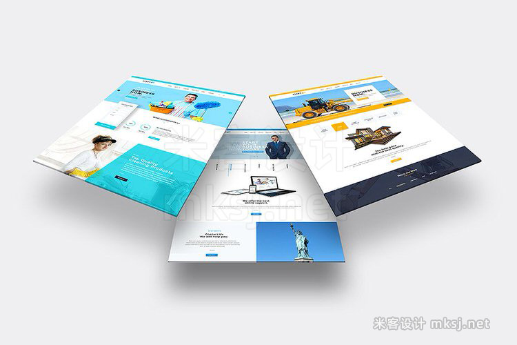 VI贴图 网页WEB项目UI设计展示3D层叠效果PS模型mockup样机