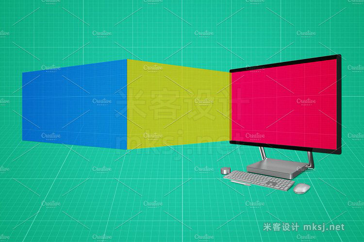 VI贴图 WEB项目UI设计多屏展示 Surface Studio PS效果mockup展示模型