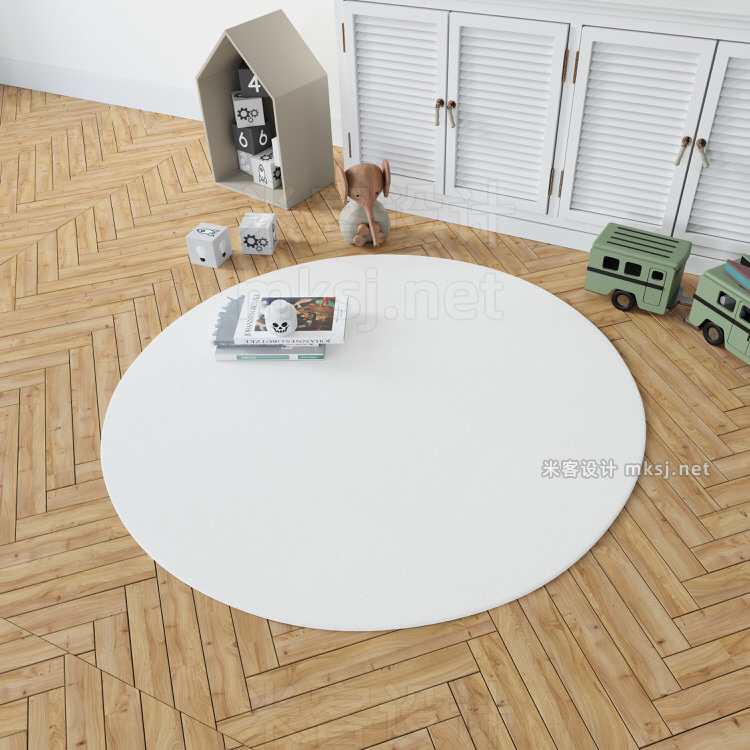 VI贴图 儿童房3种地毯圆形方形矩形PS模型mockup样机
