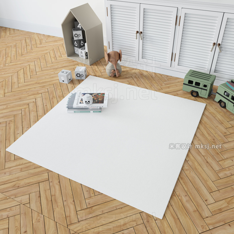 VI贴图 儿童房3种地毯圆形方形矩形PS模型mockup样机