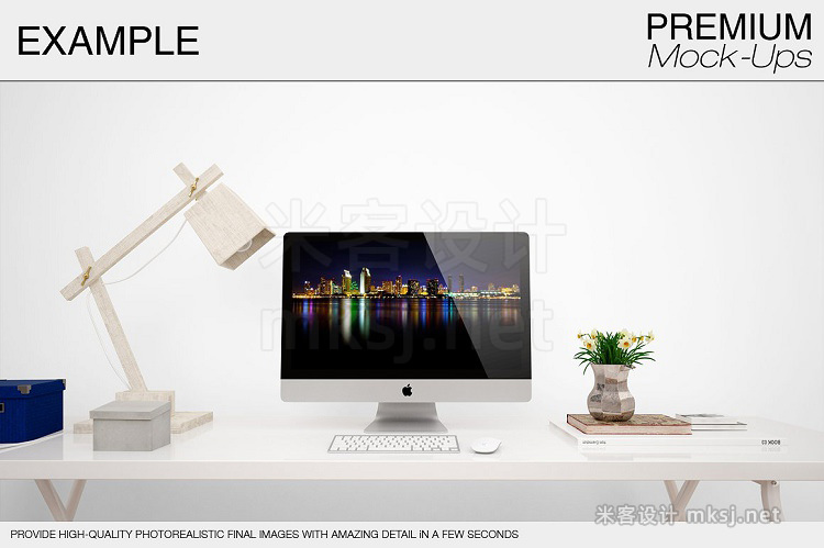 VI贴图 27寸iMac工作室办公桌面PS场景模型mockup样机