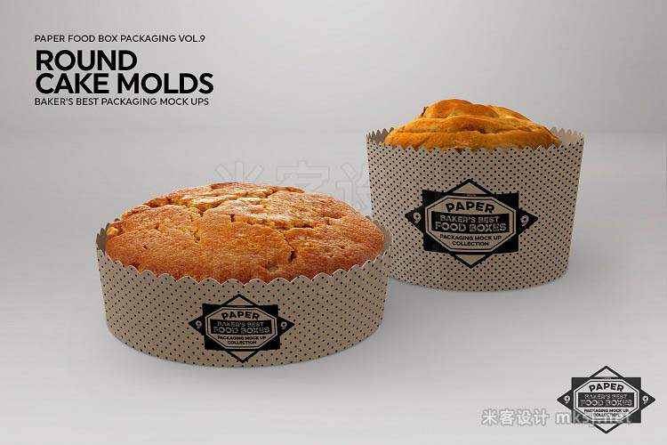 VI贴图 膨化烤焙食物蛋糕面包包装纸盒PS模型mockup样机