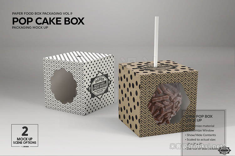 VI贴图 膨化烤焙食物蛋糕面包包装纸盒PS模型mockup样机