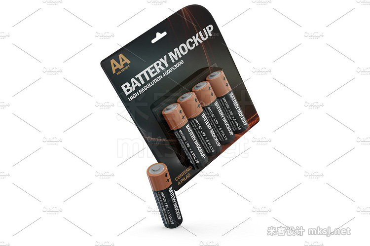 VI贴图 5号AA干电磁充电电池品牌包装PS模型mockup样机