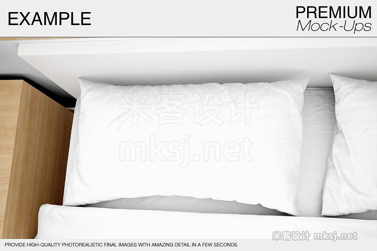 PS亚麻床上用品枕头枕套被套床单卧室预设场景VI贴图模型集