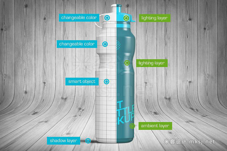 VI贴图 运动水壶水杯水瓶PS模型mockup样机