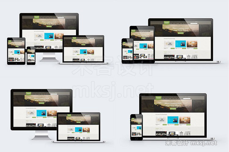 VI贴图 Responsive响应式WEB设计展示iMac ipad iphone macbook PS屏幕模型mockup样机