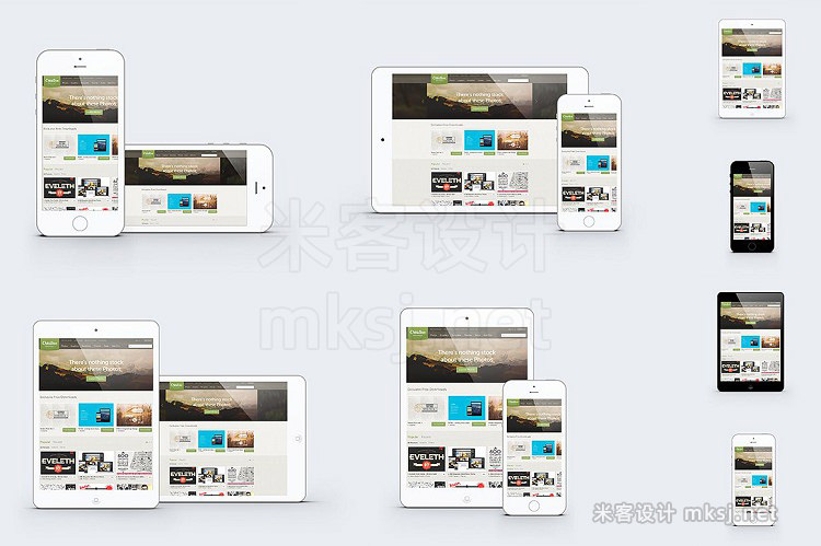 VI贴图 Responsive响应式WEB设计展示iMac ipad iphone macbook PS屏幕模型mockup样机