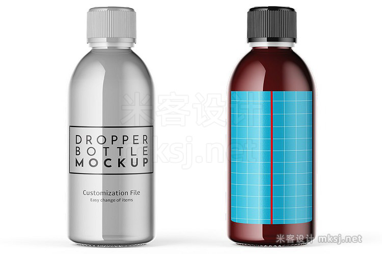 VI贴图 茶色瓶子PS模型mockup样机