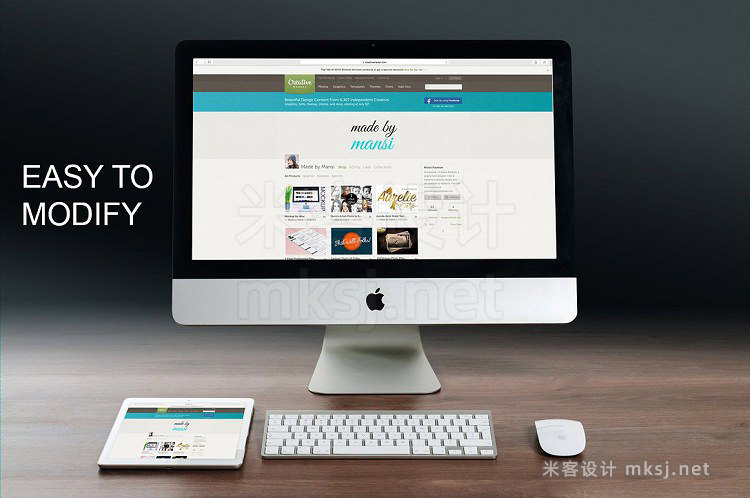 VI贴图 苹果电脑iMac平板iPad屏幕展示PS模型mockup样机