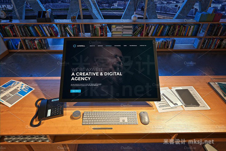 VI贴图 Surface Studio 电脑办公桌场景PS模型mockup样机