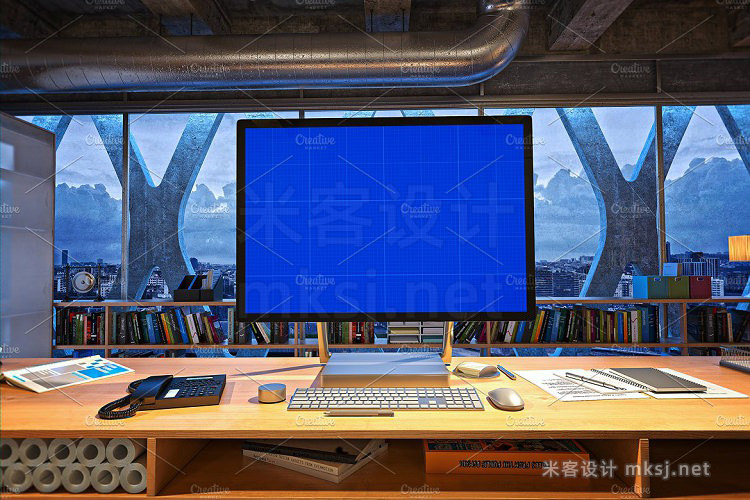 VI贴图 Surface Studio 电脑办公桌场景PS模型mockup样机