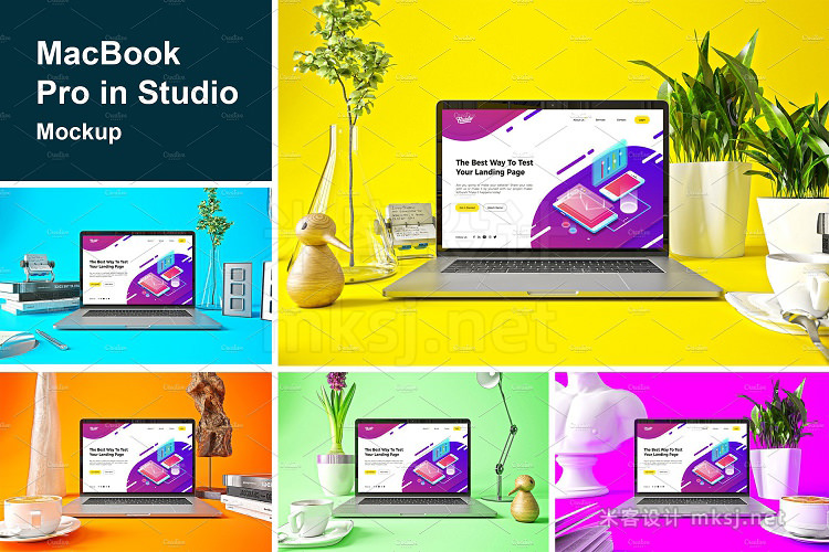 VI贴图 MacBook Pro 苹果笔记本电脑桌面办公场景PS模型mockup样机
