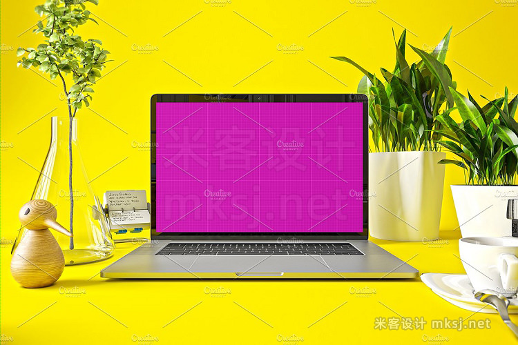 VI贴图 MacBook Pro 苹果笔记本电脑桌面办公场景PS模型mockup样机