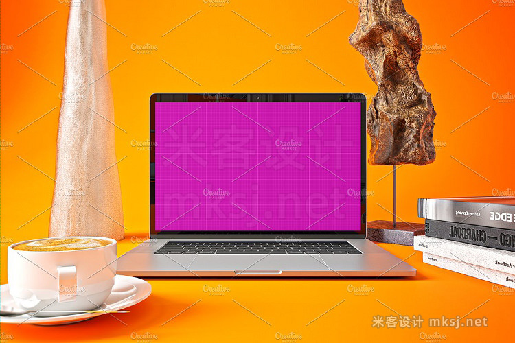 VI贴图 MacBook Pro 苹果笔记本电脑桌面办公场景PS模型mockup样机