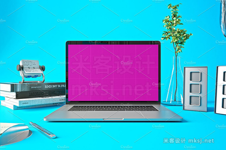 VI贴图 MacBook Pro 苹果笔记本电脑桌面办公场景PS模型mockup样机