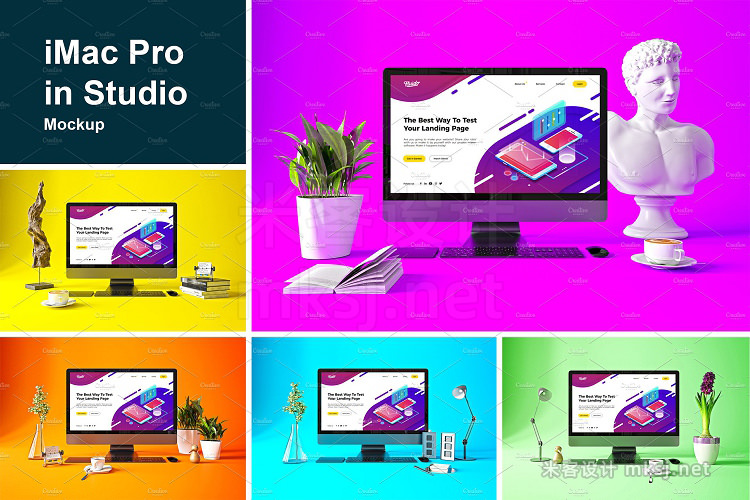 VI贴图 iMac Pro 苹果电脑工作室桌面场景 PS模型mockup样机
