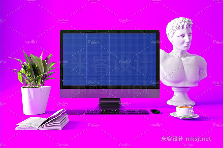 VI贴图 iMac Pro 苹果电脑工作室桌面场景 PS模型mockup样机