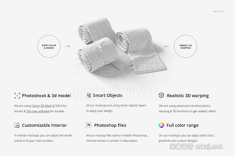 VI贴图 布料手帕面料捆转展示PS模型mockup样机