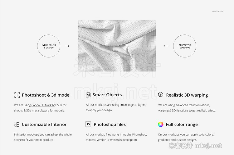 VI贴图 褶皱布匹面料布料展示PS模型mockup样机