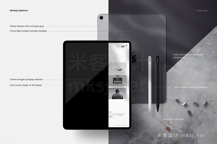 VI贴图 iPad Pro 苹果平板屏幕设计展示PS模型mockup样机