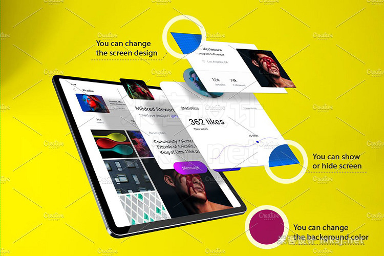 VI贴图 iPad Pro 屏幕app设计展示PS模型mockup样机