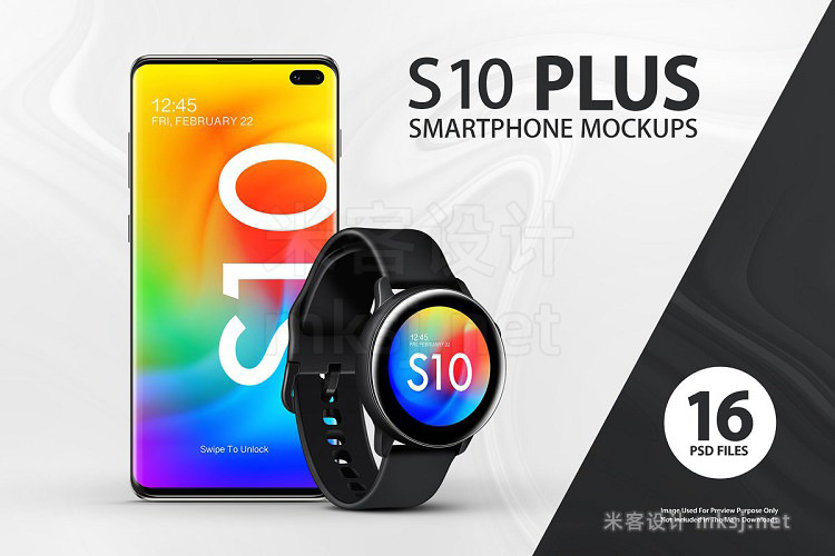 VI贴图 S10 Plus 智能手机手机屏贴图设计PS模型mockup样机