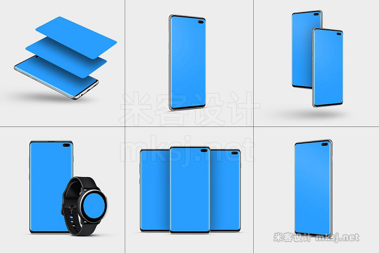 VI贴图 S10 Plus 智能手机手机屏贴图设计PS模型mockup样机