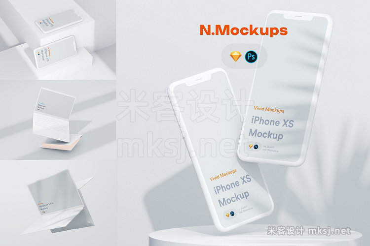 VI贴图 iPadPro iPhoneXs MacBook MateBookX 三星s9s10外观屏幕设计PS模型mockup样机