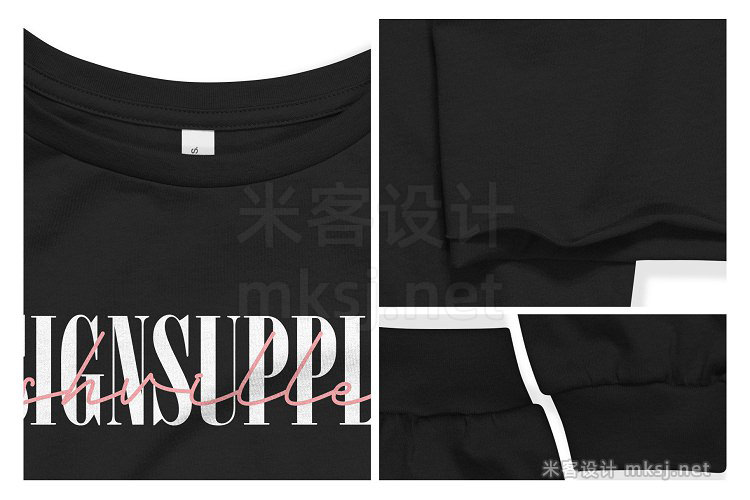 VI贴图 女式短款长袖T恤PS模型mockup样机