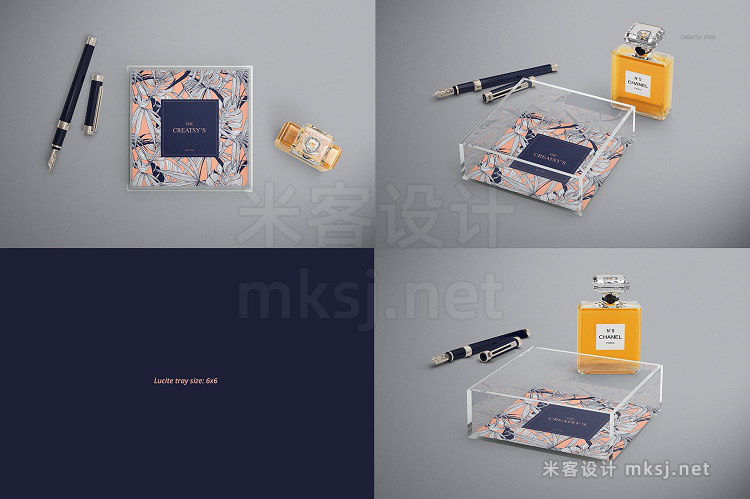 VI贴图 方形水晶盒玻璃瓶工艺品场景PS模型mockup样机