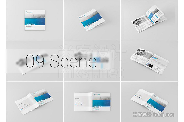 VI贴图 A4竖版正方形横板杂志小册子宣传册书籍封面内页展示PS模型